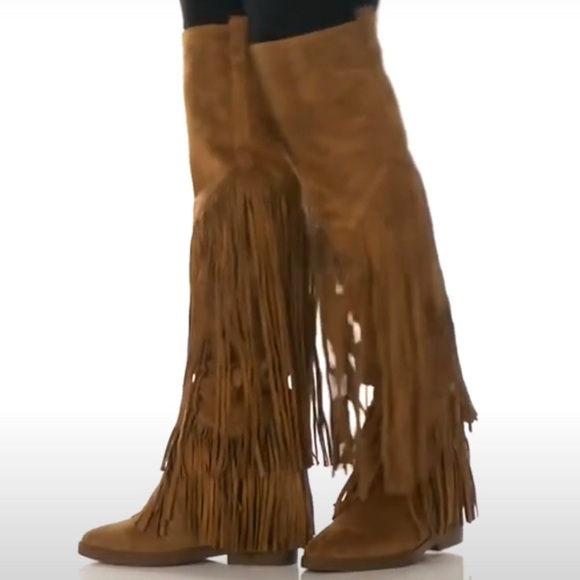 NWT ASH. Gipsy Boho Fringe Suede Leather Knee High Boots Women’s Sz 39 - Picture 5 of 14